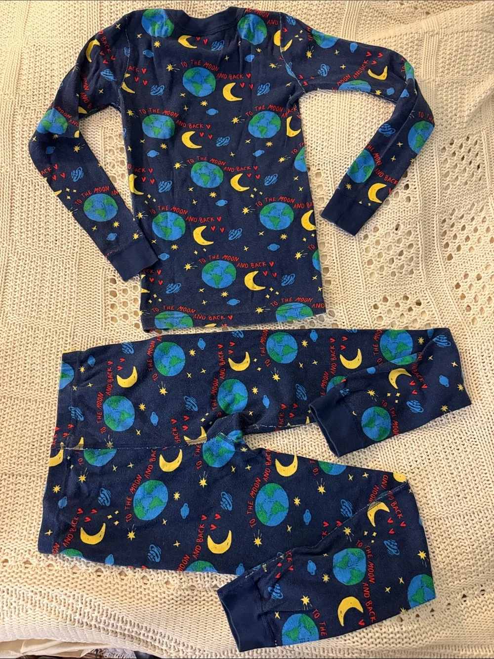 Hanna Andersson Navy Space and Moon Print Pajama Set - Blue/Yellow/Green